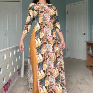 ✨Vietnamese Ao Dai Dress Floral Formal Gown